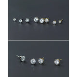 Silver Gold Stud Earring-5A CZ Diamonds Studs