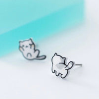 Asymmetry silver Stud Earrings front view