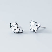 Asymmetry silver Stud Earrings, front view