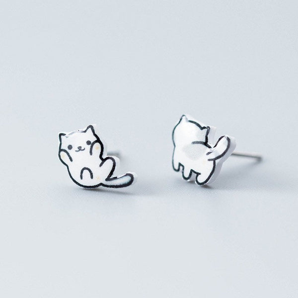 Asymmetry silver Stud Earrings, front view