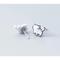 Asymmetry silver Stud Earrings, back view