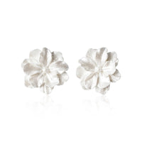 Giant Milk White Flower Earrings