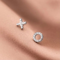 Letter X&O Asymmetry Studs Earrings