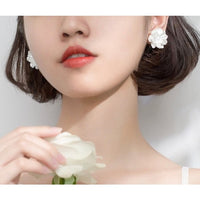 Giant Milk White Flower Earrings
