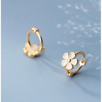 Flower Small Hoop Huggie Earrings-SH028