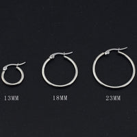 Solid Silver latch-back Hoop Earrings-SH045