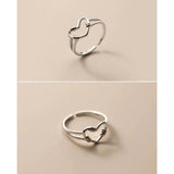 Two angles of adjustable silver rings, heart rings