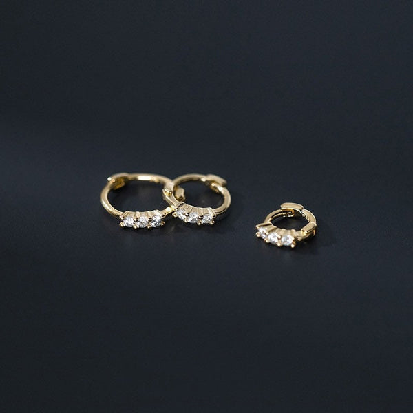 Tiny CZ Diamonds Hoop Earrings