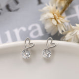 Tiny Heart Drop Stud Earrings