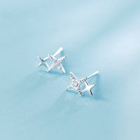 Sparkling Silver Small Star Stud Earrings