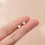 Solitaire Moonstone Screw back Heart Studs Earrings