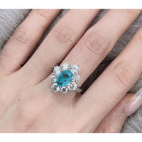 Vintage Pale Blue Simulated Diamonds Engagement Ring