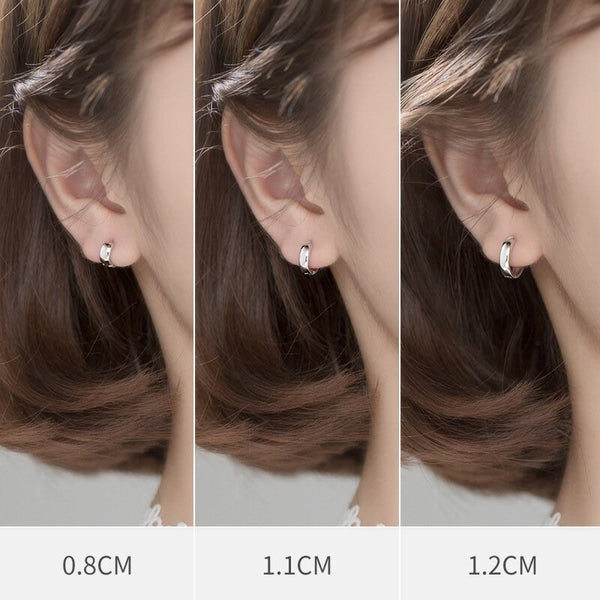 Solid Silver Small Huggie Earrings-SH005
