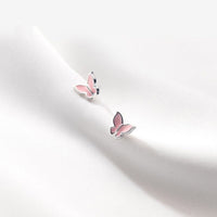 Pink Butterflies Stud Earrings-SS031