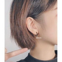Black Solid 925 Silver Small Medium Hoops Earrings