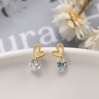 Tiny Heart Drop Stud Earrings