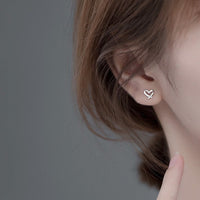 Tiny Heart Stud Earrings-Finger Heart Emoji Earrings-SS046