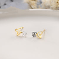 Tiny Heart Drop Stud Earrings