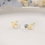 Tiny Heart Drop Stud Earrings