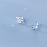 Planet Star Stud Earrings-Moon Crescent-Asymmetry Studs-SS041