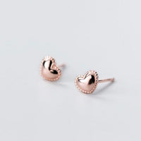 Rose Gold Heart Stud Earrings-SS008