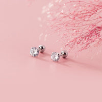 Solitaire CZ Screw back Studs Earrings