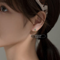 Small Emerald Green Huggie Earrings-SH012
