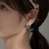Small Emerald Green Huggie Earrings-SH012