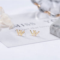 Dainty W Shape W Letter Solid Silver Studs Earrings