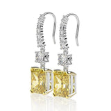 Yellow Canary Simulated Diamonds Earrings-Radiant Cut Rectangle Lab Diamonds