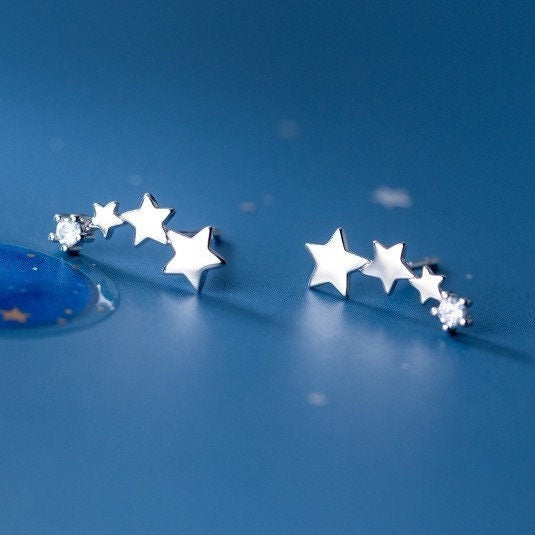 Graduated Stars Stud Earrings-ECZ021