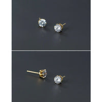 Silver Gold Stud Earring-5A CZ Diamonds Studs-ECZ030