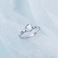 Moonstone Solitaire Slim Band Rings