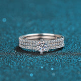 Wedding ring set, Moissanite solitaire Ring Set