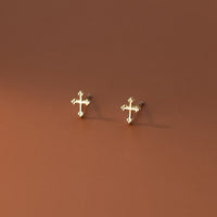 Tiny Cross in Sterling Silver-Religious Earrings