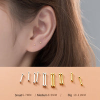 Solid S999 Silver Earrings-Ear Healing Sticks -SS033