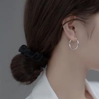 Solid Silver latch-back Hoop Earrings-SH045