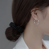 Solid Silver latch-back Hoop Earrings-SH045