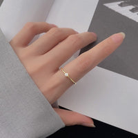 Small Solitaire CZ Silver Slim Band Rings