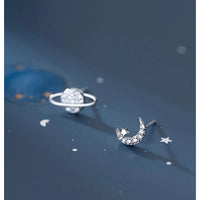 Planet Star Stud Earrings-Moon Crescent-Asymmetry Studs-SS041