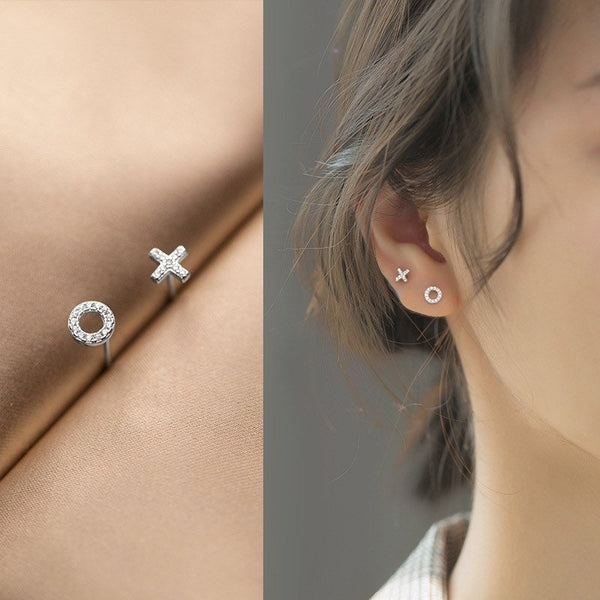 Letter X&O Asymmetry Studs Earrings