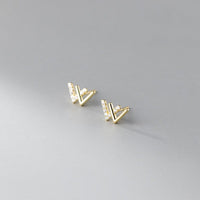 Dainty W Shape W Letter Solid Silver Studs Earrings