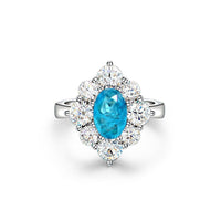 Vintage Pale Blue Simulated Diamonds Engagement Ring