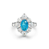 Vintage Pale Blue Simulated Diamonds Engagement Ring