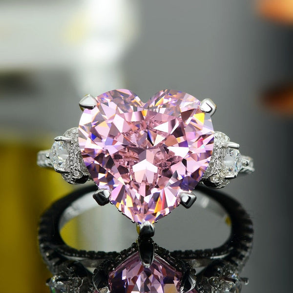 Big Heart Simulated Diamonds Engagement Ring