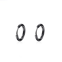 Black Solid 925 Silver Small Medium Hoops Earrings