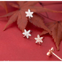 Maple Leaves Shining Stud Earrings-ECZ017