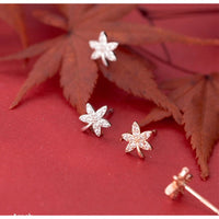 Maple Leaves Shining Stud Earrings