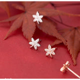 Maple Leaves Shining Stud Earrings-ECZ017