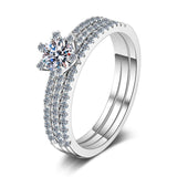 Wedding ring set, Moissanite solitaire Ring Set